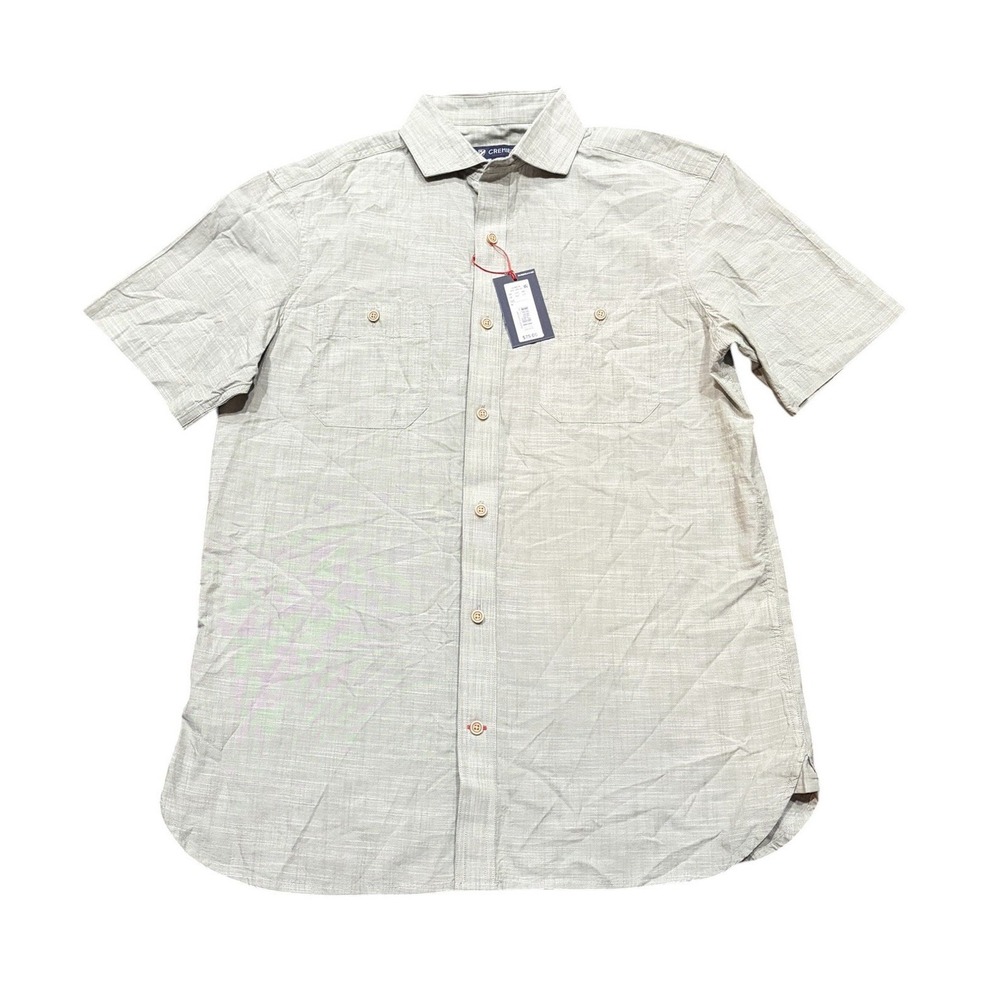 Daniel Cremieux 38 Mens M Short-Sleeve Shirt Cotton Sage Green NWT